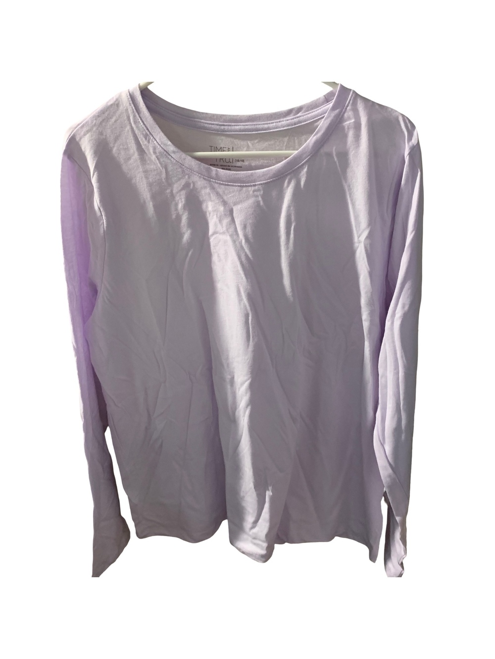 Time and Tru XL Long Sleeve Core Crew Tee Soothing Lilac Women's Shirt NEW